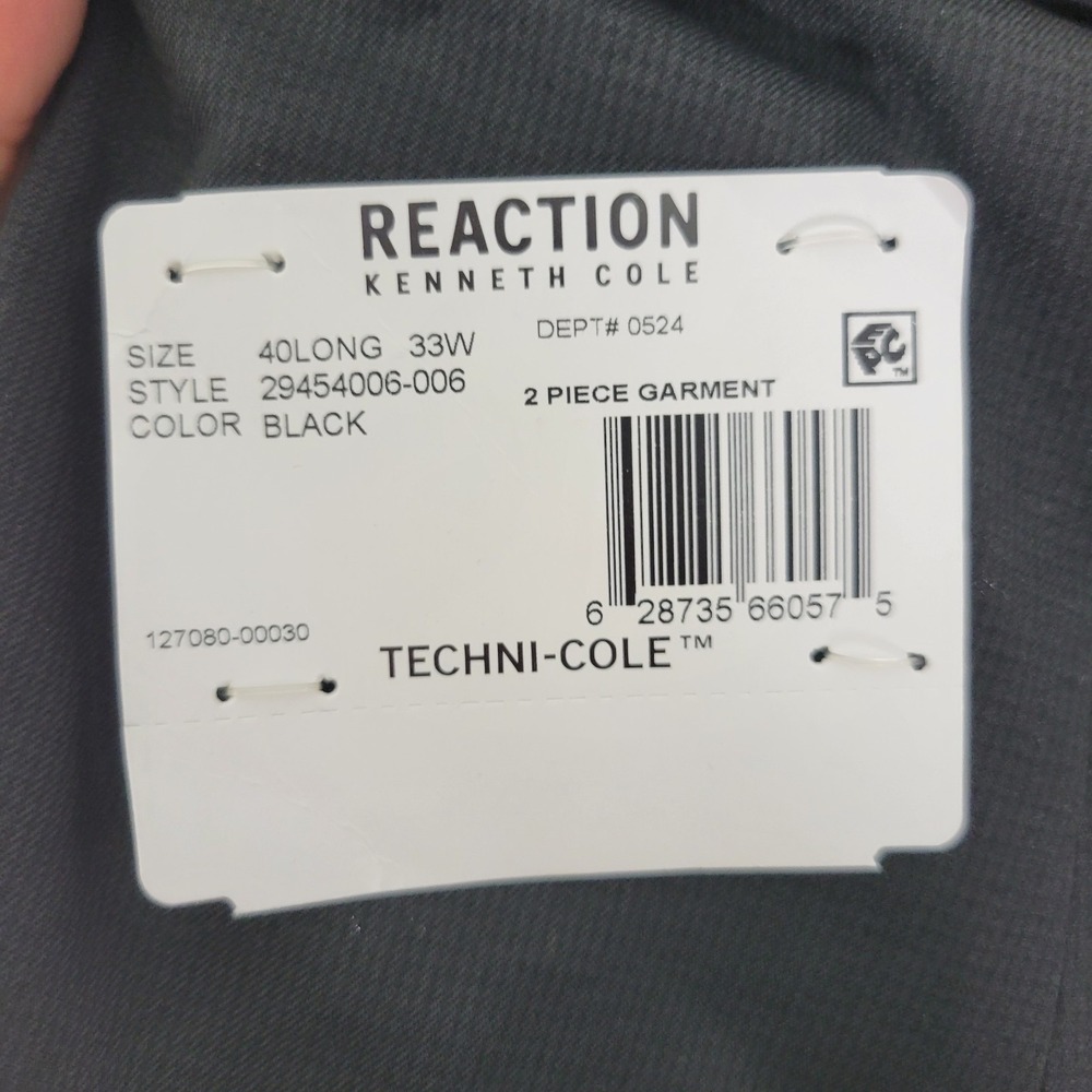 Kenneth Cole Reaction Men's Sport Coat Blazer‎ Two Button Black Stretch 40L NEW - Picture 13 of 13